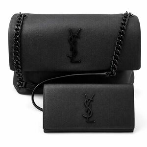 Yves Saint Laurent Black Leather West Hollywood Bag and Wallet Set